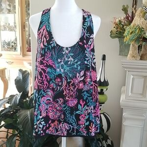 Lilly Pulitzer Black Multicolor Floral Tank Top